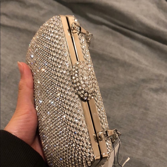 NWT Silver Rhinestone Crossbody Clutch - Picture 4 of 4